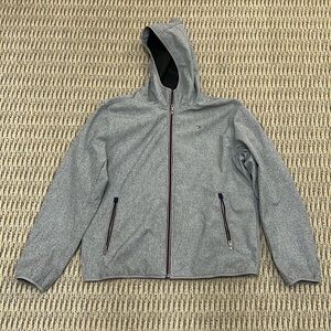 Tommy Hilfiger: Gray Softshell Hooded Jacket: Fleece Lined